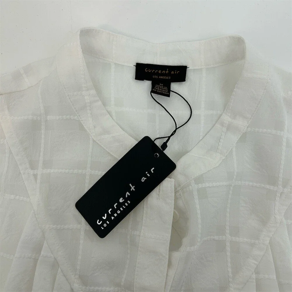 NWT Anthropologie Current Air Piper Windowpane Tank Top White Medium - Picture 7 of 9